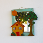 Ξύλινος Καθρέπτης Σπιτάκι και Δένδρο