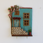 Κλειδοθήκη Γαλάζιο Σπίτι με Μπουκαμβίλια