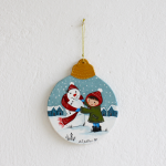 Χριστουγεννιάτικο Στολίδι Μπάλα Παιδάκι με Χιονάνθρωπο