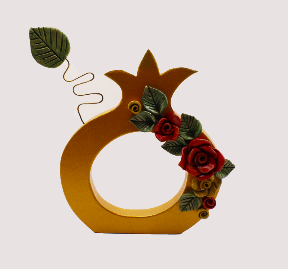 Επιτραπέζιο Γούρι Ρόδι με Λουλούδια